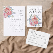 Roze rozen en eucalyptus Waterverf bruiloft Kaart (Personaliseer de collectie van deze zelfstandige maker.)