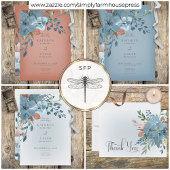 Boho Rust & Blue Floral Wedding Response Kaart