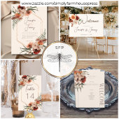 Boho Rust & Neutral Cream Herfst Bloemen Huwelijk Kaart