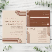 Terracotta Rustic Boho Arched Modern Wedding Informatiekaartje (Personaliseer de collectie van deze zelfstandige maker.)