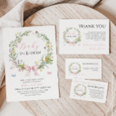 Boho Rustic Baby in Bloom Pink Bow Baby shower Papieren Bordje