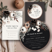 Boho rustiek Gotisch Roest Zwart Botanisch Bruilof Kaart