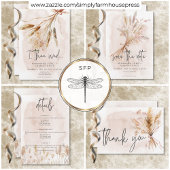 Boho rustieke pampa's & gedroogd gras boeket bruil kaart