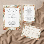 Boho Pampas en bloemig gevouwen huwelijksprogramma Programma (Personaliseer de collectie van deze zelfstandige maker.)