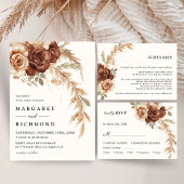 Boho Rusty Terracotta Floral Wedding Guest Book Gastenboek