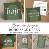Social Media QR Code Boho Sage Green Modern Logo Visitekaartje
