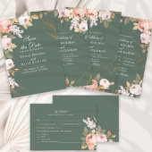 Boho Sage Groene Pioenen Bruiloft Menu Kaart