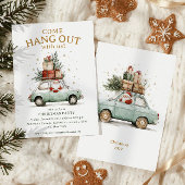Elegant Watercolor Santa Christmas Party  Wijn Cadeautas