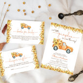 Zonnebloemen en pompoenen Truck Baby shower All In One Uitnodiging