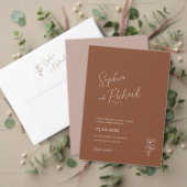 Minimalistische Terracotta Boho Botanicals bruilof Kaart (Personaliseer deze collectie van deze onafhankelijke maker. Test)