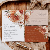 Boho Terracotta Dahlia Roos Elegante bruiloft Menu