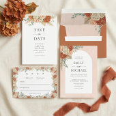 Boho Terracotta Bloem Bruiloft Retouradres Etiket