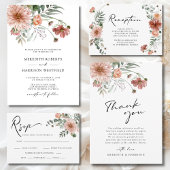 Boho Terracotta Bloemen Bruiloft Retouradres Etiket