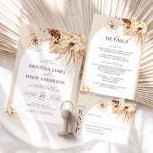 Boho Terracotta Pampas Grass Wedding Detail Kaarte Informatiekaartje