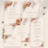 Boho Terracotta Bloemen Pampas Grass Bruiloft Ronde Sticker