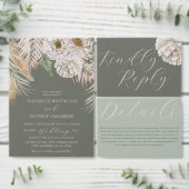 Boho White Floral & Black Wedding Favor Ronde Sticker (Personaliseer de collectie van deze zelfstandige maker.)