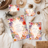 Boho Victoriaans Royal Floral Wedding All In One Uitnodiging