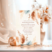 Boho Waterverf Terracotta Beige Blauw Pampasgras Ronde Sticker