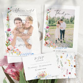 Boho Watercolor Wildflower Calligraphy Wedding     Kaart