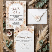 Moderne Halve Boog Droge Pampas Boho Natuurlijk Save The Date