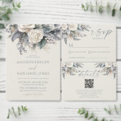 Boho White Rose Bloemen Tuin Tuin Huwelijk Programmakaart (Personaliseer de collectie van deze zelfstandige maker.)