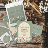 Sage Modern Boho Wildflower Baby in Bloom Shower Ronde Sticker