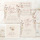 Boho Waterverf Bloemen Wildbloem Baby shower Servet