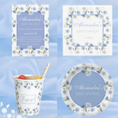 Dusty Blue Wildflower Boho Baby shower Papieren Bordje