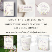 Boho Wildflower Waterverf Baby shower Dank u Ronde Sticker