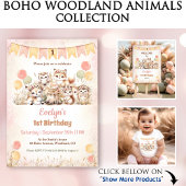 Woodland Animals Boho Meisje 1e Verjaardag Medium Bedankdoosjes