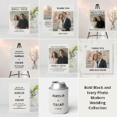 Bold Black Ivory Photo Modern Wedding Typography Kaart