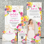 Gouden glitter boho floral waterverf afstuderen etiket