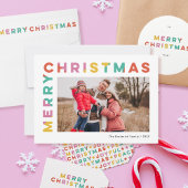 Vet Kleurrijke Vrolijke Kerstmisfoto Feestdagenkaart