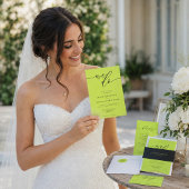 Script Handtekening Elegante Trouw-RSVP Cyber Lime Ronde Sticker