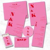 Minimalistische bruiloft website Roze Rood QR Code Informatiekaartje