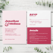 Alles in één Vet Retro Viva Magenta QR Code Bruilo Kaart (Personaliseer de collectie van deze zelfstandige maker.)