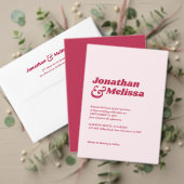 Bold Retro Chic Viva Magenta roze QR-code bruiloft Kaart (Personaliseer deze collectie van deze onafhankelijke maker. Test)