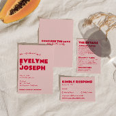Modern Roze Rood Helder Funky Bold Retro Bruiloft Save The Date