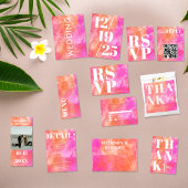 Roze en Oranje moderne bruiloft Save the Date Folie Uitnodiging