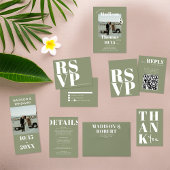 Modern Sage Green Bold Minimalistische Eenvoudige  RSVP Kaartje