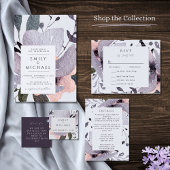 Vet Violet Plum Mauve Floral Abstract in één keer All In One Uitnodiging