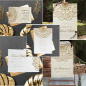 Elegant Goud Mandala Indiase bruiloft uitnodiging