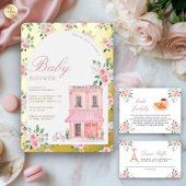 Bonjour Bebe Frans Roze Parijse Café Baby shower Acryl Uitnodigingen