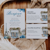 Bonjour Bebe French Blue Baby Shower Invitation Kaart
