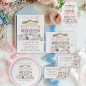 Parijse Cafe Bonjour Bebe Roze Baby shower Informatiekaartje