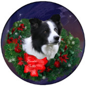 Border Collie Wreath Kerstmis Cadeaupapier