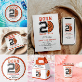 Geboren 2 Ball Basketbal 2e Verjaardag Party Papieren Bordje