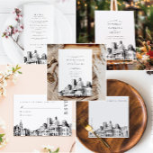 Elegante moderne Boston schets New England bruilof Menu