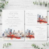 Boston Massachusetts City Scape Wedding Programma (Personaliseer de collectie van deze zelfstandige maker.)
