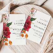 Amaryllis en Chrysanten Botanische bruiloft Plaatskaartje